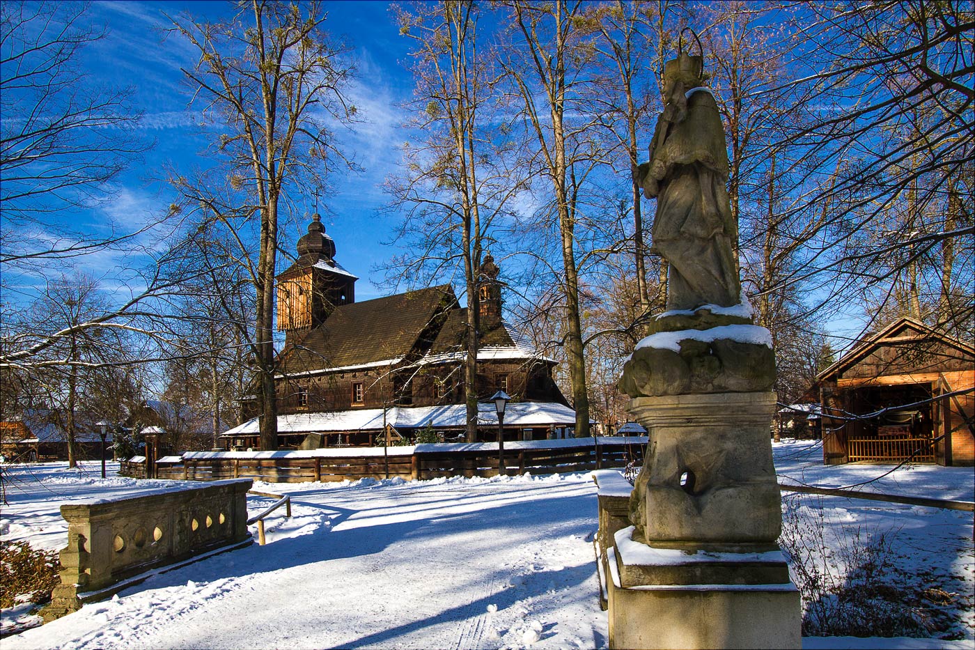 Зима в музее народной архитектуры в Рожнове под Радгоштем